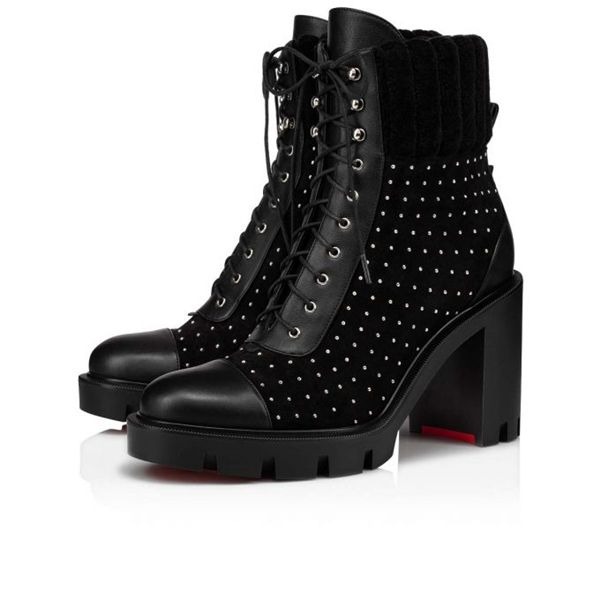Christian Louboutin Spikita Booty Dakita Lug 70 mm Noir/nickel Cuir Chaussures