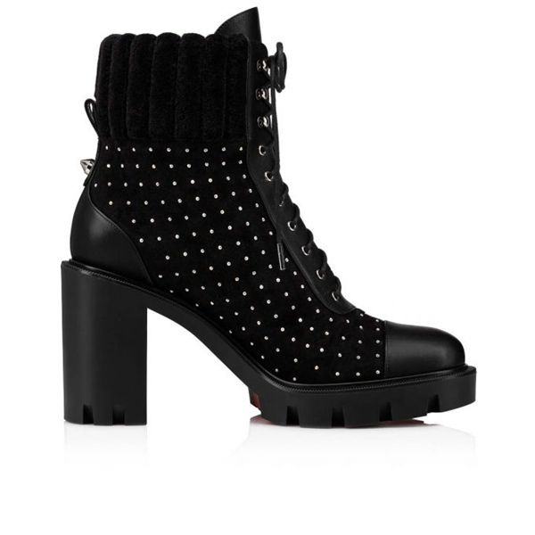 Christian Louboutin Spikita Booty Dakita Lug bottines 70 mm en cuir noir/nickel – Image 3