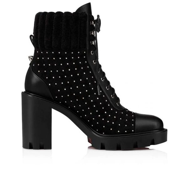 Christian Louboutin Spikita Booty Dakita Lug 70 mm Noir/nickel Cuir Chaussures – Image 2