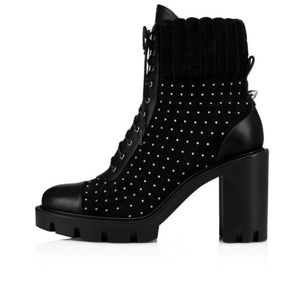 Christian Louboutin Spikita Booty Dakita Lug bottines 70 mm en cuir noir/nickel – Image 5
