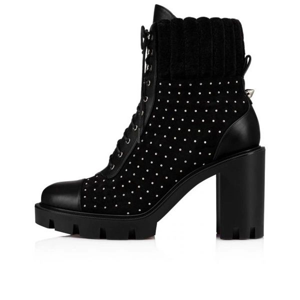 Christian Louboutin Spikita Booty Dakita Lug 70 mm Noir/nickel Cuir Chaussures – Image 3