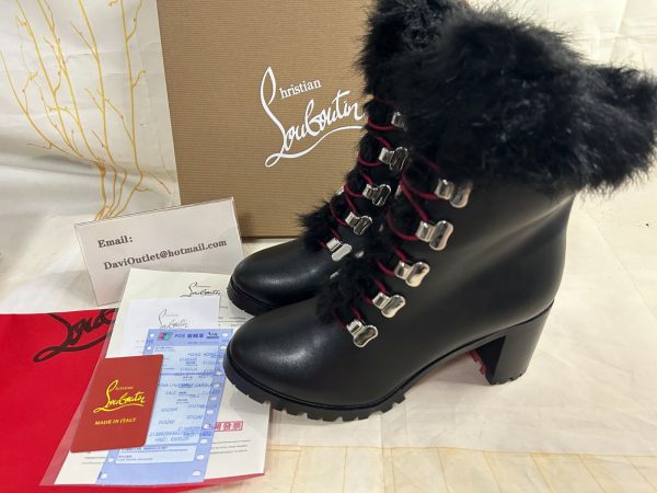 Christian Louboutin Spikita Booty Edelvizir 70 mm Noir Veau Chaussures – Image 6