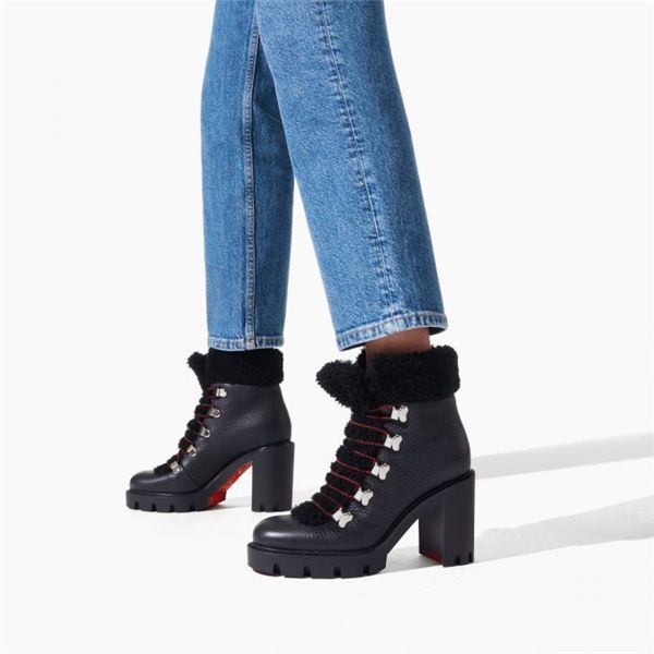 Christian Louboutin Spikita Booty Edelvizir 70 mm Noir Veau Chaussures – Image 5