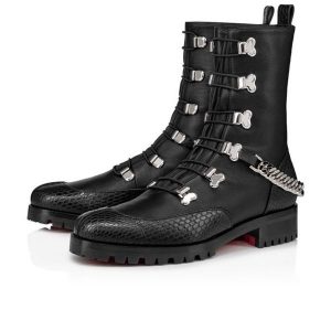 Christian Louboutin Spikita Booty Horse Guarda Plat Noir/argent Cuir de Veau