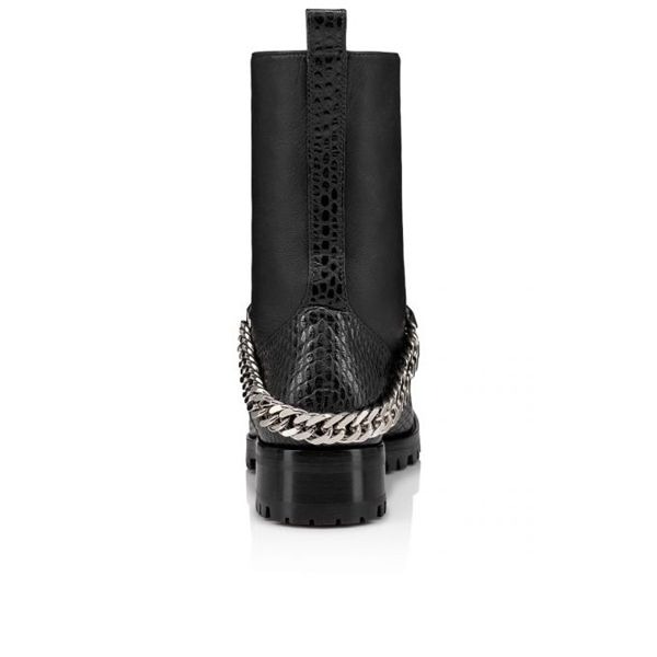 Christian Louboutin Spikita Booty Horse Guarda Plat Noir/argent Cuir de Veau – Image 4