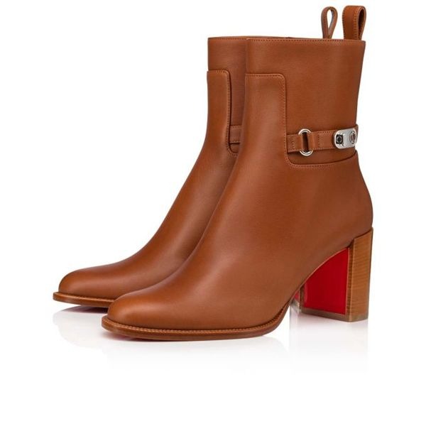 Christian Louboutin Spikita Booty Lock 70 mm Cuoio/noce Lucido Veau