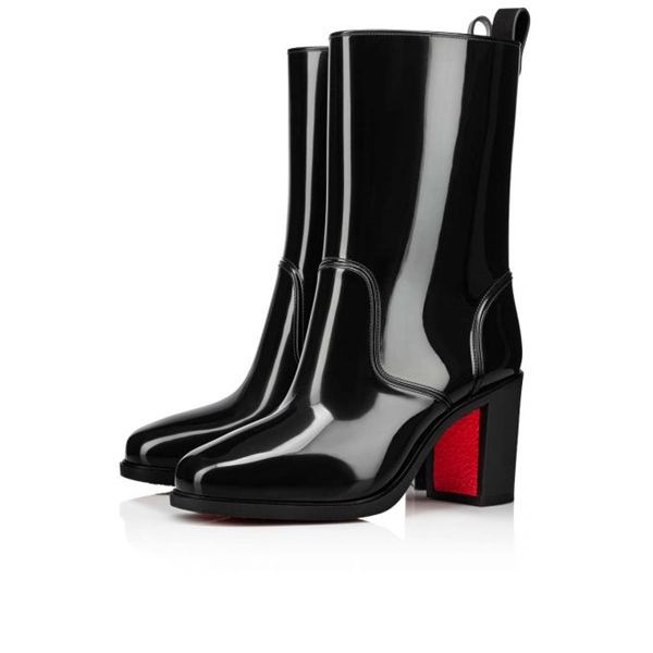 Christian Louboutin Spikita Booty Loubirain 70 mm Noir PVC Chaussures