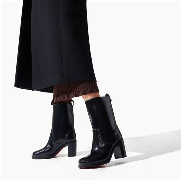 Christian Louboutin Spikita Booty Loubirain 70 mm Noir PVC Chaussures – Image 6