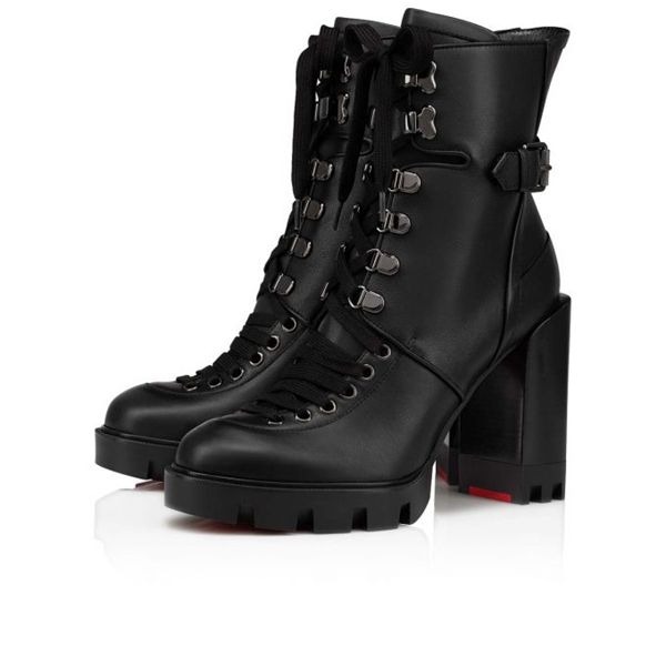 Christian Louboutin Spikita Booty Macademia 100 mm Noir/noir Lucido Cuir de Veau