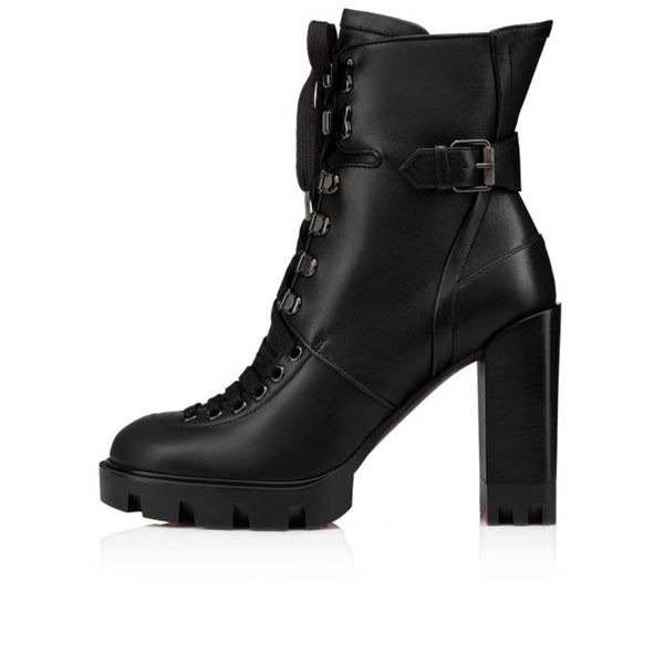 Christian Louboutin Spikita Booty Macademia bottines 100 mm en cuir noir/noir lucido – Image 4