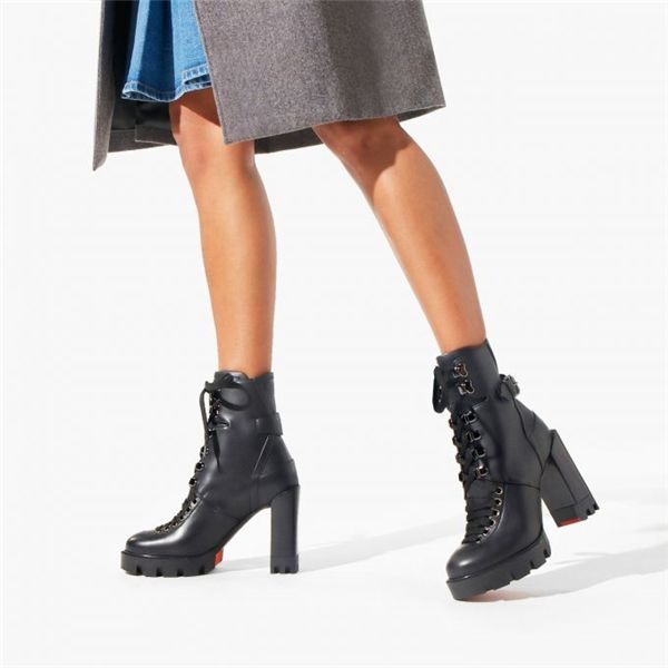 Christian Louboutin Spikita Booty Macademia bottines 100 mm en cuir noir/noir lucido – Image 5
