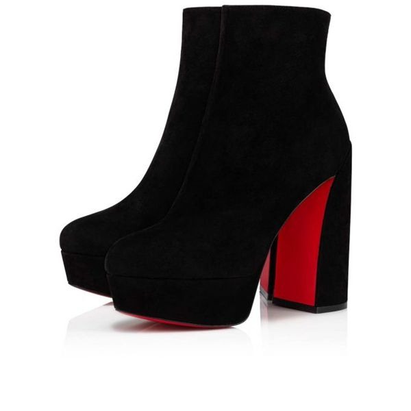 Christian Louboutin Spikita Booty Movida 130 mm Noir Noir Daim Veau Chaussures