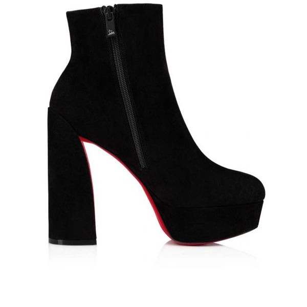 Christian Louboutin Spikita Booty Movida 130 mm Noir Noir Daim Veau Chaussures – Image 3