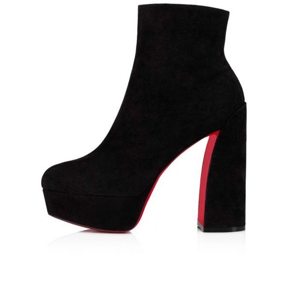 Christian Louboutin Spikita Booty Movida 130 mm Noir Noir Daim Veau Chaussures – Image 4
