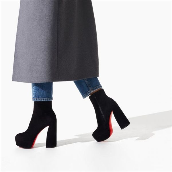 Christian Louboutin Spikita Booty Movida 130 mm Noir Noir Daim Veau Chaussures – Image 5