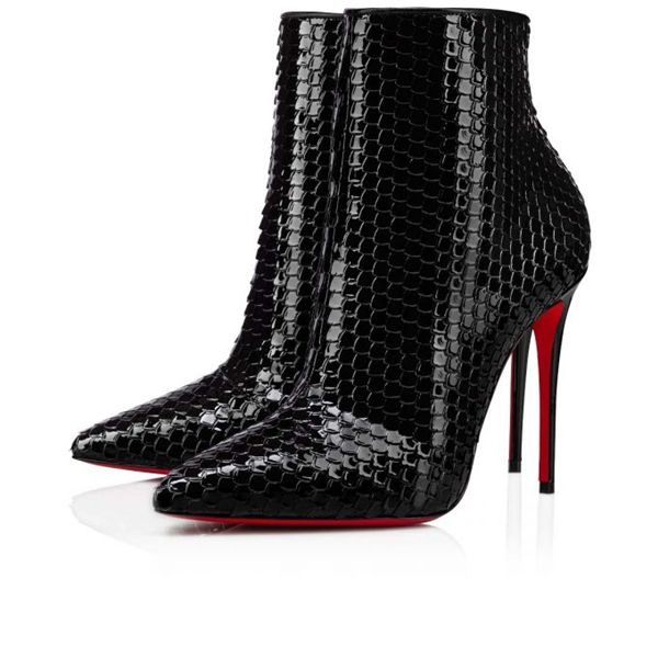 Christian Louboutin Spikita Booty So Kate 100 mm Noir/lin Noir Verni