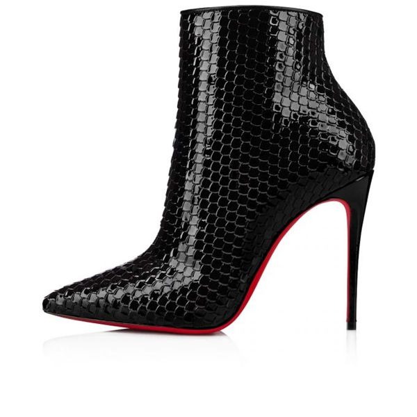 Christian Louboutin Spikita Booty So Kate 100 mm Noir/lin Noir Verni – Image 4