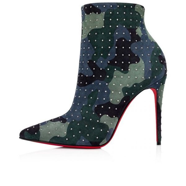 Christian Louboutin Spikita Booty So Kate 100 mm Multi/argent Daim Veau – Image 3
