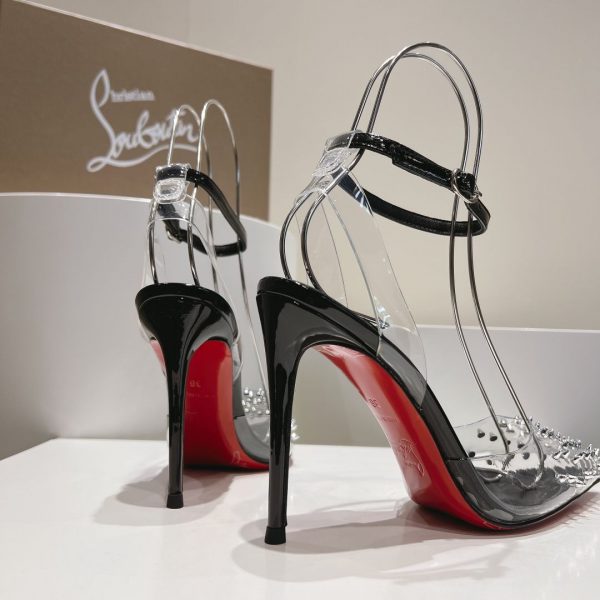 Christian Louboutin Spikoo 100mm Escarpins PVC et Cuir Noir – Image 3