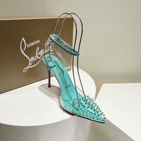 Christian Louboutin Spikoo 100mm Escarpins PVC et Cuir Menthe – Image 5