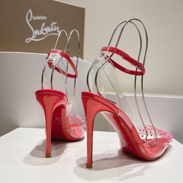 Christian Louboutin Spikoo 100mm Escarpins PVC et Cuir Rose Poudré – Image 3