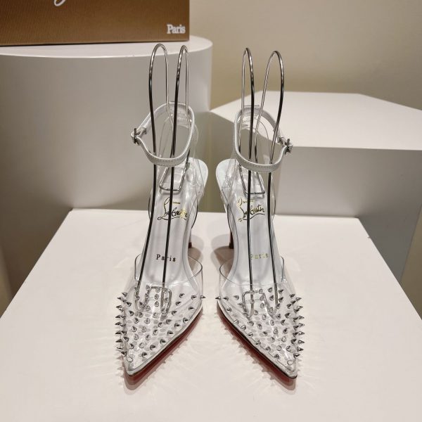 Christian Louboutin Spikoo 100mm Escarpins PVC et Cuir Blanc – Image 2