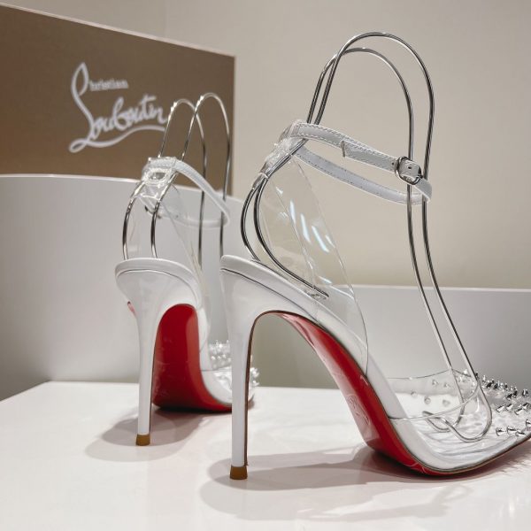 Christian Louboutin Spikoo 100mm Escarpins PVC et Cuir Blanc – Image 3