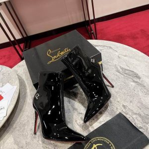 Christian Louboutin Sporty Kate Bottines 85mm Cuir Verni Noir