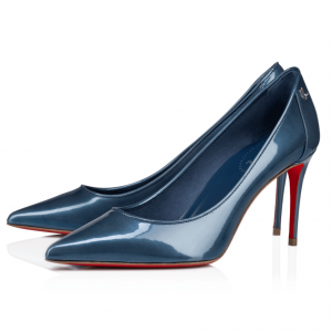 Christian Louboutin Sporty Kate Escarpins 85mm Cuir Verni Bleu