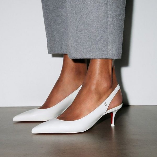 Christian Louboutin Sporty Kate Sling escarpins slingback 55 mm en cuir nappa blanc – Image 5