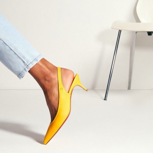 Christian Louboutin Sporty Kate Sling escarpins slingback 55 mm en cuir nappa pollen – Image 4