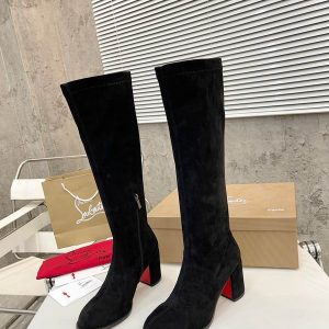 Christian Louboutin Stretchadoxa Botta Alta 70MM Bottes en Veau Velours Noir