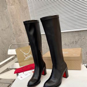 Christian Louboutin Stretchadoxa Botta Alta 70MM Bottes en Cuir Noir