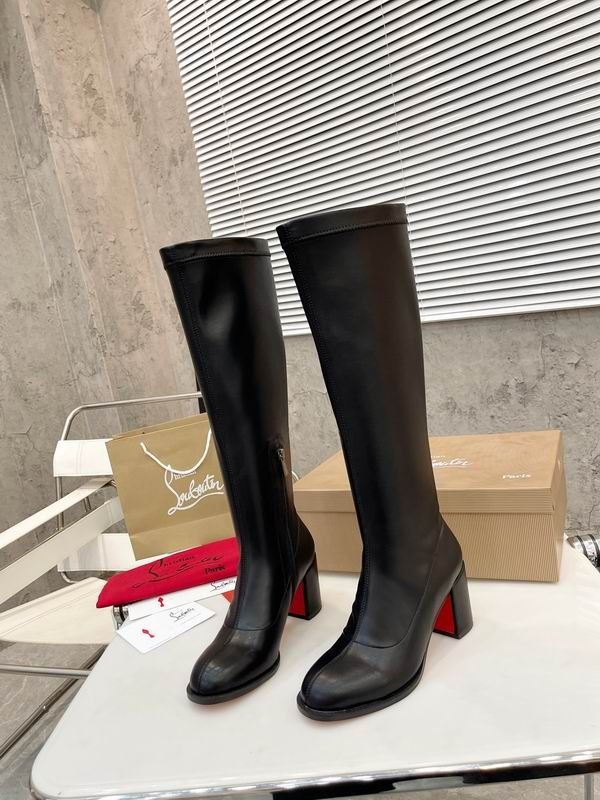 Christian Louboutin Stretchadoxa Botta Alta 70MM Bottes en Cuir Noir
