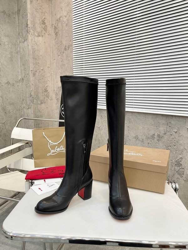 Christian Louboutin Stretchadoxa Botta Alta 70MM Bottes en Cuir Noir – Image 2