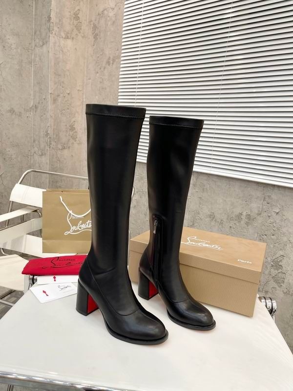 Christian Louboutin Stretchadoxa Botta Alta 70MM Bottes en Cuir Noir – Image 3