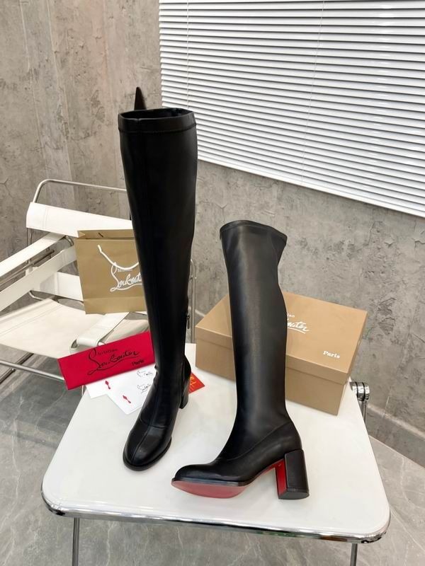Christian Louboutin Stretchadoxa Botta Alta 70MM Cuissardes en Cuir de Veau Noir – Image 2