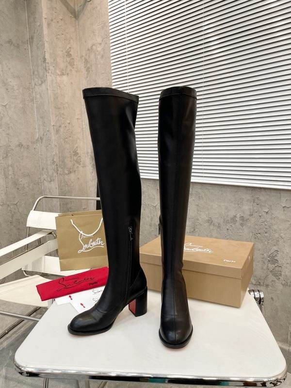 Christian Louboutin Stretchadoxa Botta Alta 70MM Cuissardes en Cuir de Veau Noir – Image 3