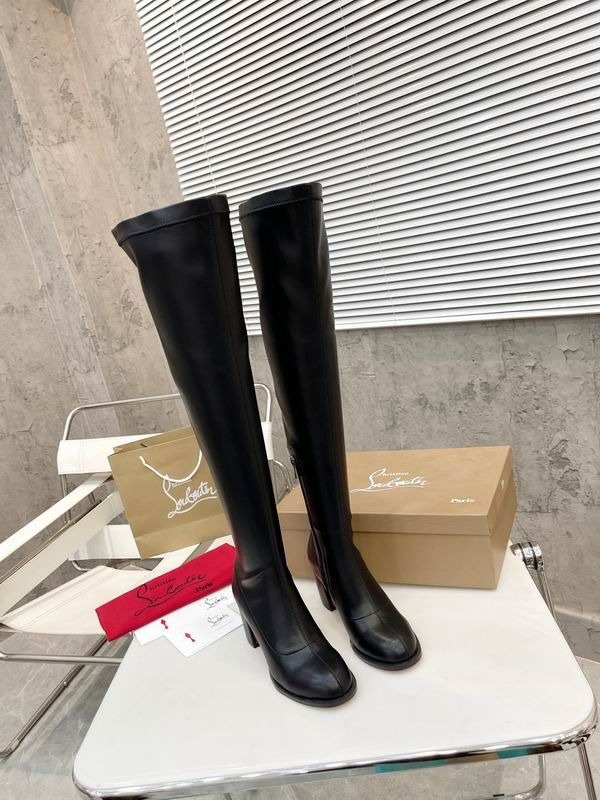 Christian Louboutin Stretchadoxa Botta Alta 70MM Cuissardes en Cuir de Veau Noir – Image 4