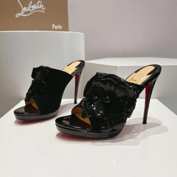 Christian Louboutin Mules Submuline 100 mm en cuir verni noir