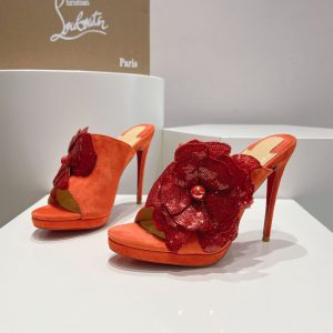 Christian Louboutin Mules Submuline 100 mm en daim orange