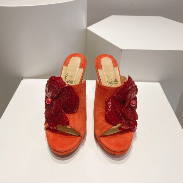 Christian Louboutin Mules Submuline 100 mm en daim orange – Image 3