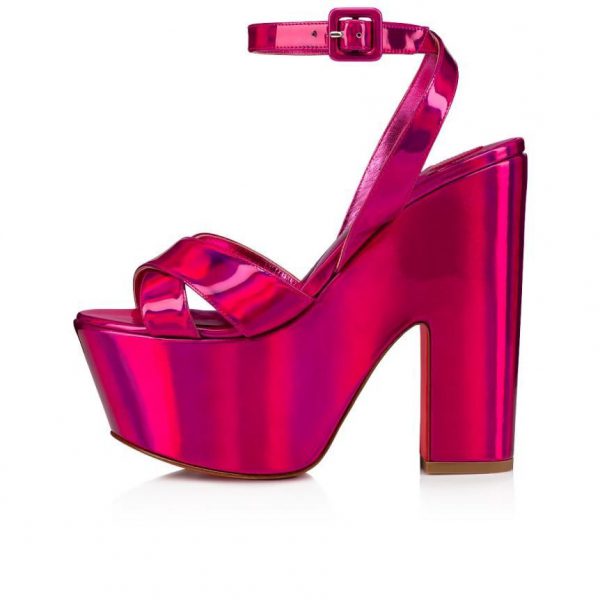 Christian Louboutin Superyaz Sandales à Plateforme 160mm Cuir Verni Rose Fuchsia – Image 2