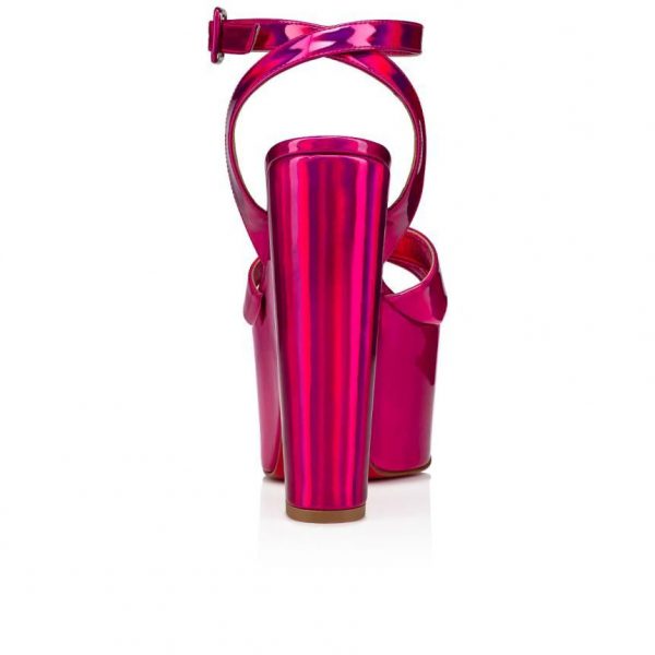 Christian Louboutin Superyaz Sandales à Plateforme 160mm Cuir Verni Rose Fuchsia – Image 3