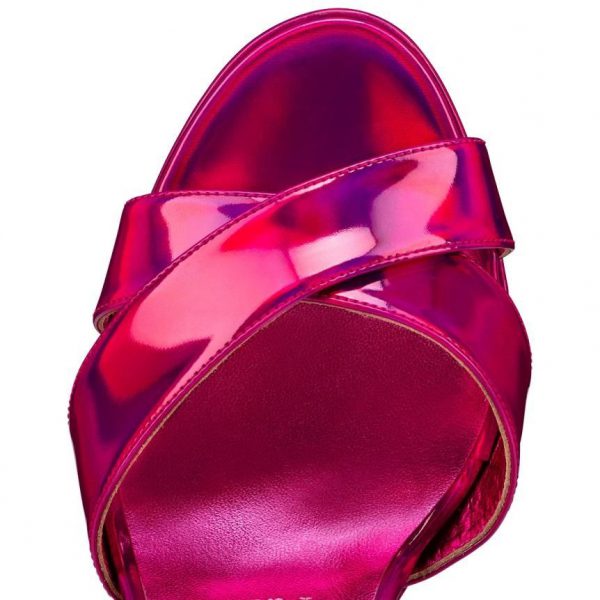 Christian Louboutin Superyaz Sandales à Plateforme 160mm Cuir Verni Rose Fuchsia – Image 4