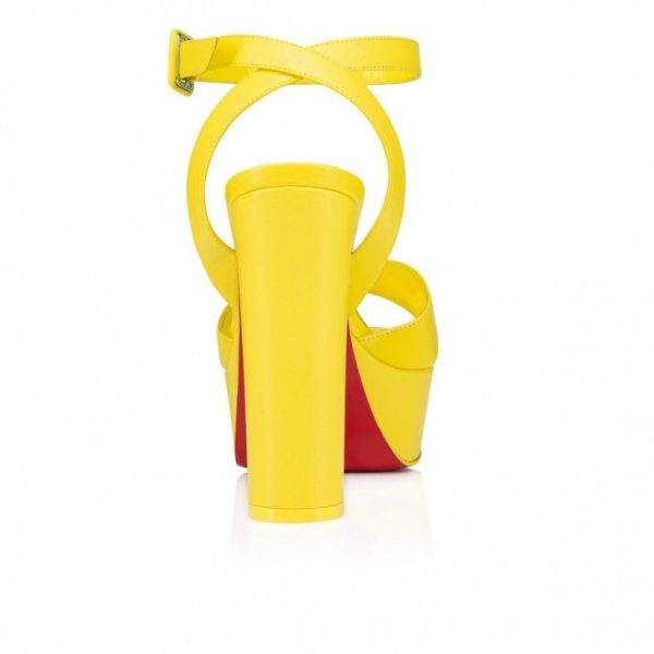 Christian Louboutin Supramariza 130 Mm Sandales à Brides en Cuir Nappa Jaune Queen – Image 3