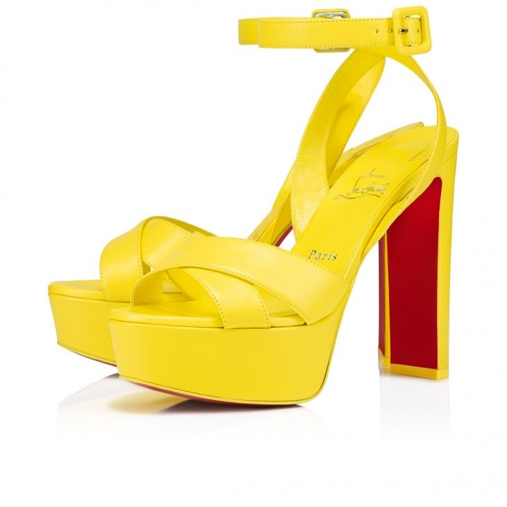 Christian Louboutin Supramariza 130 Mm Sandales à Brides en Cuir Nappa Jaune Queen