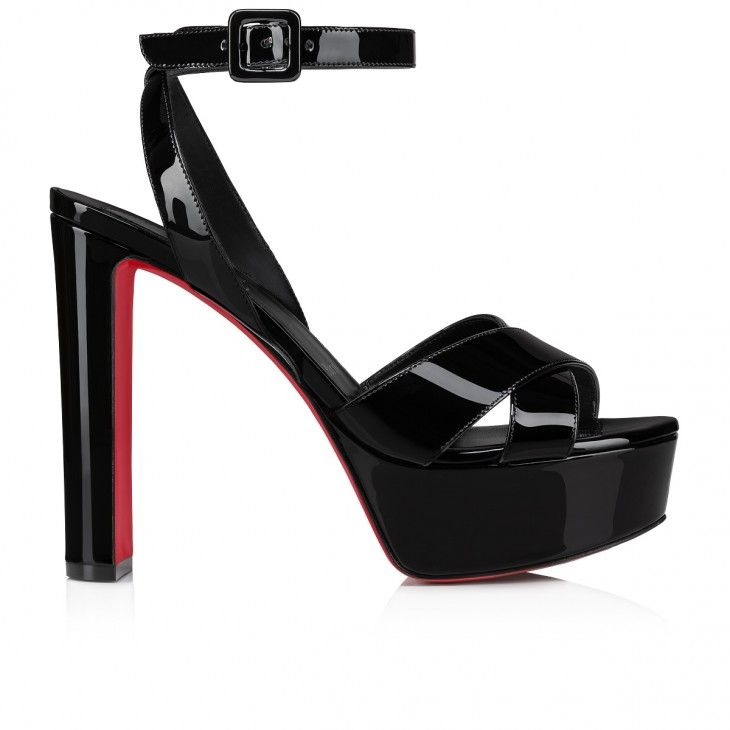 Christian Louboutin Supramariza 130 Mm Sandales à Brides en Cuir Verni Calf Noir – Image 2