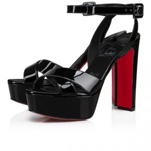 Christian Louboutin Supramariza 130 Mm Sandales à Brides en Cuir Verni Calf Noir