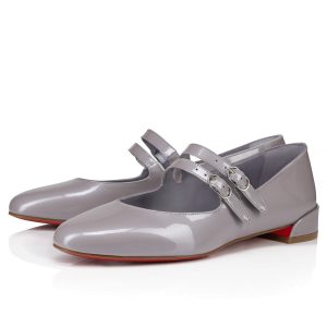 Christian Louboutin Sweet Jane Ballerines Plates en Cuir Verni Métallisé Mauve